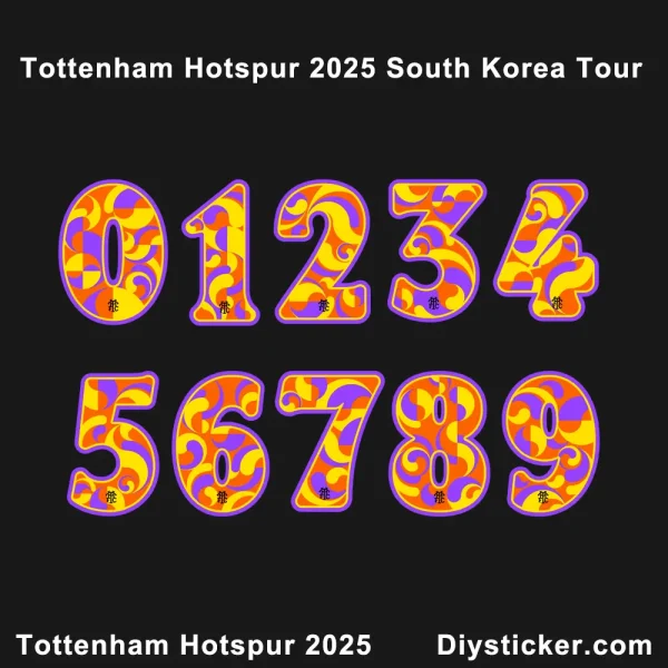 Tottenham Hotspur 2025South Korea Tour Font Tottenham Hotspur 2025 South Korea Tour font preview featuring stylized numbers from Diysticker.com