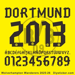 Borussia Dortmund 2012-13 Font Borussia Dortmund 2012-2013 font preview with full character set A-Z and 0-9