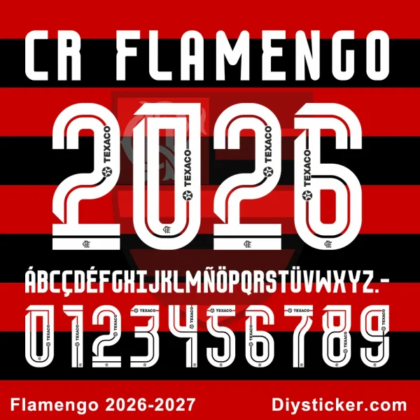 Flamengo 2026-27 Font Flamengo 2026-27 font preview with full character set including letters and numbers