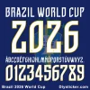 Brazil 2026 World Cup jersey font preview featuring full alphabet and number set in professional vector format.