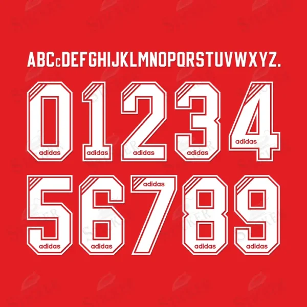 Custom Liverpool 1995-1996 Home Jersey name set Liverpool 1995-96 Adidas Custom Nameset Sheet