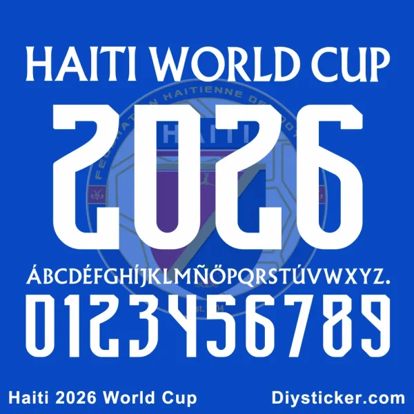 Haiti 2026 World Cup Font Haiti 2026 World Cup jersey font numbers and letters full set vector preview.