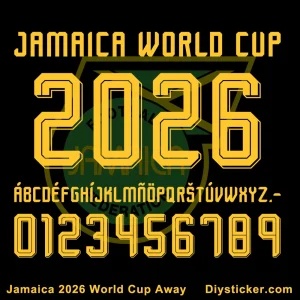 Jamaica 2026 World Cup Away Font Jamaica 2026 World Cup Away jersey font alphabet and numbers vector preview.