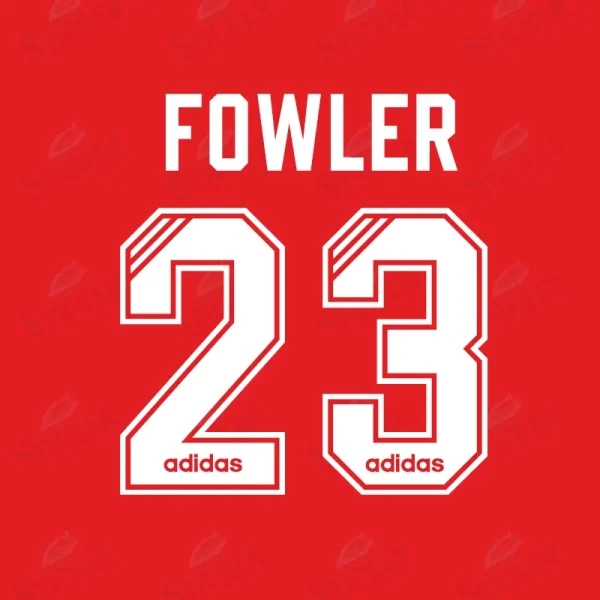 Robbie Fowler 23 - Liverpool 95-96 Nameset Robbie Fowler number 23 nameset for the retro Liverpool 1995-1996 home kit.