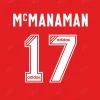 Steve McManaman 17 - Liverpool 95-96 Nameset Steve McManaman number 17 nameset for the Liverpool 1995-1996 home jersey.
