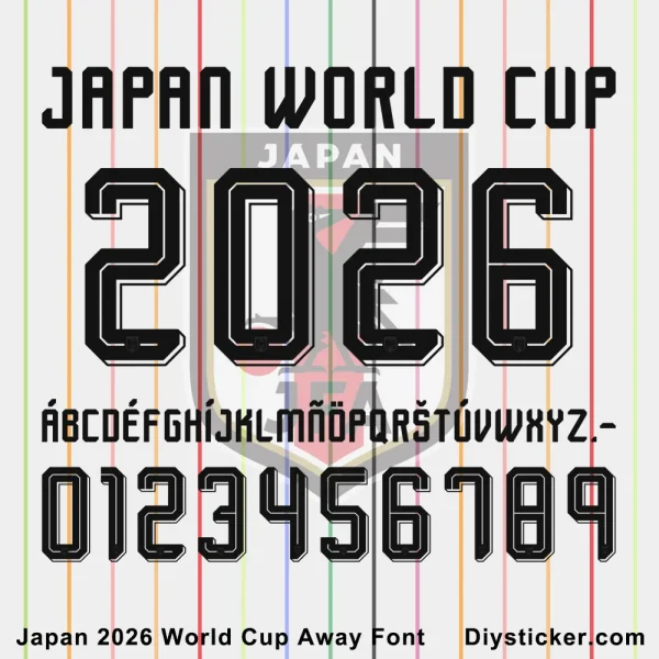 Japan 2026 World Cup Away Font Preview Japan 2026 World Cup away font preview with bold white letters and numbers on red background