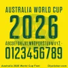 Australia 2026 World Cup Font Preview Australia 2026 World Cup jersey font full alphabet and numbers.