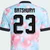 Belgium 2026 World Cup Away Kit Font Preview Back of Belgium 2026 World Cup away jersey in light blue with unique abstract pattern and black font for Batshuayi number 23.