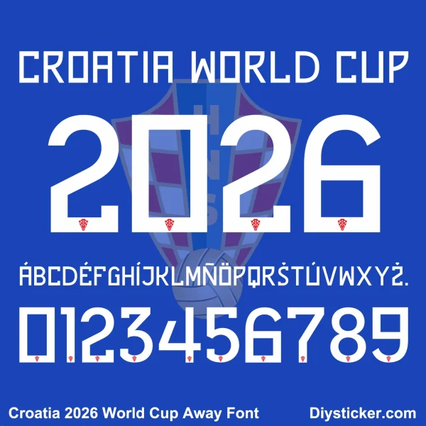 Croatia 2026 World Cup Away Font Croatia 2026 World Cup Away Kit Font Typography Sheet