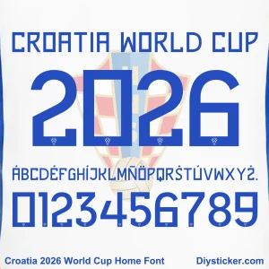 Croatia 2026 World Cup Home Font Croatia 2026 World Cup Home Kit Font Typography Sheet