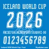 Iceland 2026 World Cup Font Preview - Full Character Set with Geometric Scandinavian Design Iceland 2026 World Cup Font sample – ICELAND WORLD CUP, uppercase A-Z hyphen, and numbers 0-9 in bold geometric style