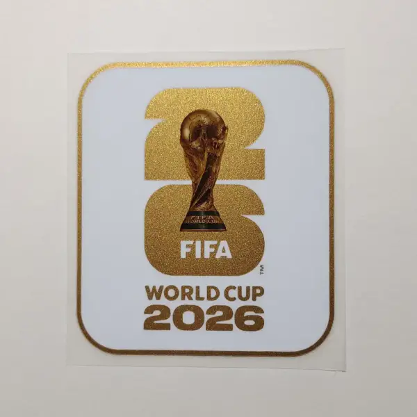 2026-world-cup-sleeve-badges-white-gold-anti-sublimation-sticker White and gold border FIFA 2026 World Cup sleeve badge heat transfer