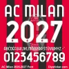 AC Milan Font 2026/2027 Character Set AC Milan font 2026/2027 sample sheet showing letters A-Z and numbers 0-9 in club style.