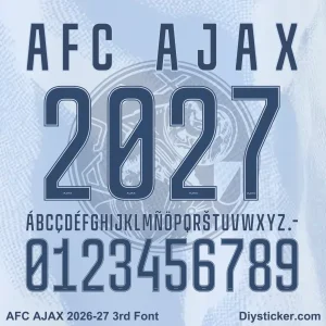 AFC Ajax 2026-27 Third Font Official AFC Ajax 2026-27 third font and numbers typography download.