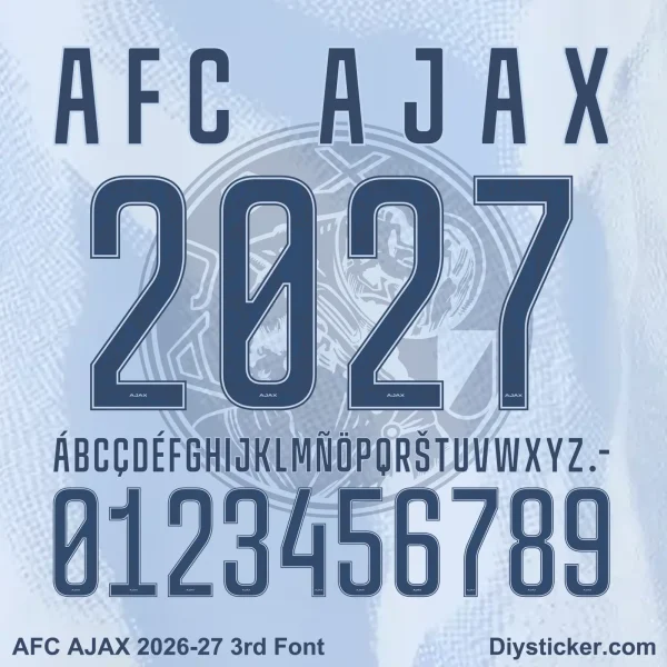 AFC Ajax 2026-27 Third Font Official AFC Ajax 2026-27 third font and numbers typography download.