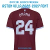 aston-villa-2026-2027-font-onana-jersey Official jersey preview using Aston Villa 2026-2027 font for player Onana number twenty four layout