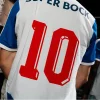 FC Porto jersey font number 10 close up Close up of the red number 10 on the white and blue FC Porto jersey using the 2026-2027 kit font vector format.