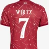 Liverpool 2026-2027 Font jersey preview Liverpool 2026-2027 font displayed on a red jersey back featuring player name Wirtz and number 7 vector preview