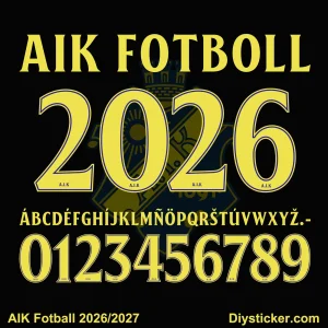 aik-2026-2027-font-download Complete yellow alphabet letter vectors and outlined number character map sheet for AIK 2026-2027 font download