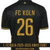 1. FC Koln 2025-2026 away font download on black jersey with gold number twenty six layout