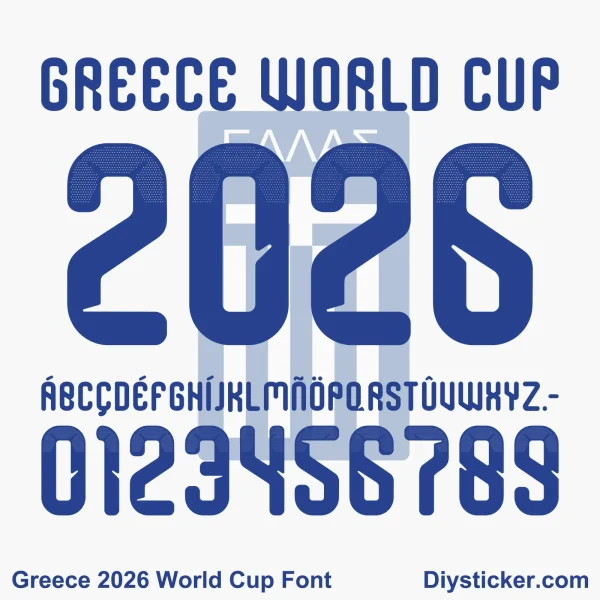 greece-2026-world-cup-font-download Greece 2026 World Cup font TTF vector kit complete character sheet alphabet glyphs and halftone gradient numbers zero to nine
