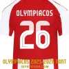 olympiacos-2025-2026-font-application-effect Olympiacos 2025-2026 font applied on red home shirt back showing name Olympiacos and white number 26