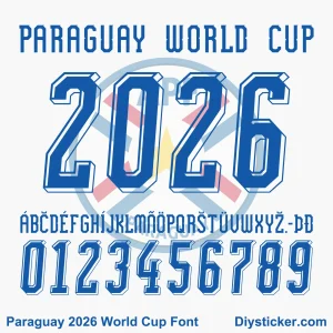 Paraguay 2026 World Cup font TTF vector kit full character set alphabet glyphs and numbers zero to nine