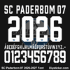 sc-paderborn-07-2026-2027-font-download SC Paderborn 2026-2027 font TTF vector kit complete character sheet alphabet glyphs and white chiseled block numbers zero to nine