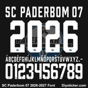sc-paderborn-07-2026-2027-font-download SC Paderborn 2026-2027 font TTF vector kit complete character sheet alphabet glyphs and white chiseled block numbers zero to nine