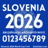 slovenia-2026-world-cup-font-download Slovenia 2026 World Cup font TTF vector kit complete character sheet alphabet glyphs and white numbers zero to nine with mountain peak detail