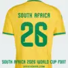South Africa 2026 World Cup font download on yellow home jersey with green number twenty six layout