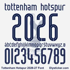 tottenham-hotspur-2026-2027-font-download Tottenham Hotspur 2026-2027 font TTF vector kit complete character sheet lowercase alphabet glyphs and inline navy blue numbers zero to nine