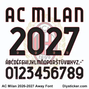 ac-milan-2026-2027-away-font-download AC Milan 2026-2027 Away Font Alphabet Letters and Numbers Vector Kit