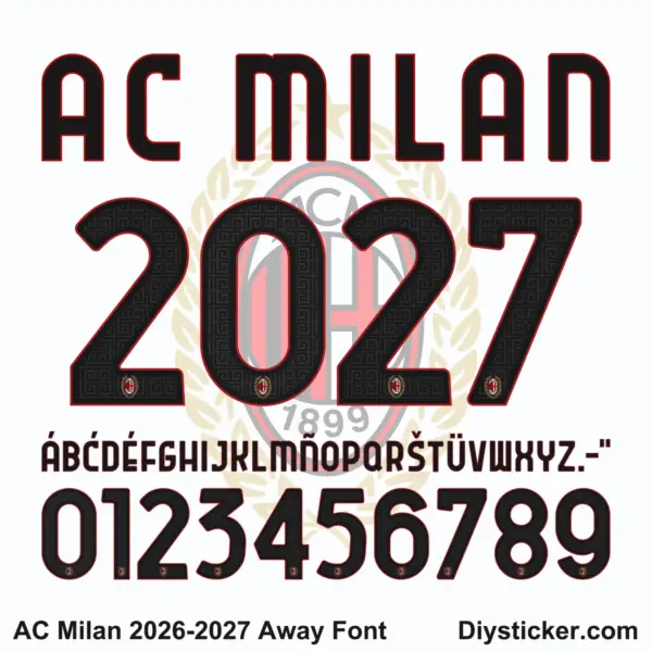 ac-milan-2026-2027-away-font-download AC Milan 2026-2027 Away Font Alphabet Letters and Numbers Vector Kit