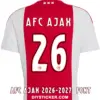 AFC Ajax 2026-2027 font download on classic white and red home jersey with white rounded number twenty six layout