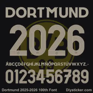 borussia-dortmund-2025-2026-100th-font Borussia Dortmund 2025-2026 100th Anniversary Font Alphabet Letters and Numbers Vector Kit