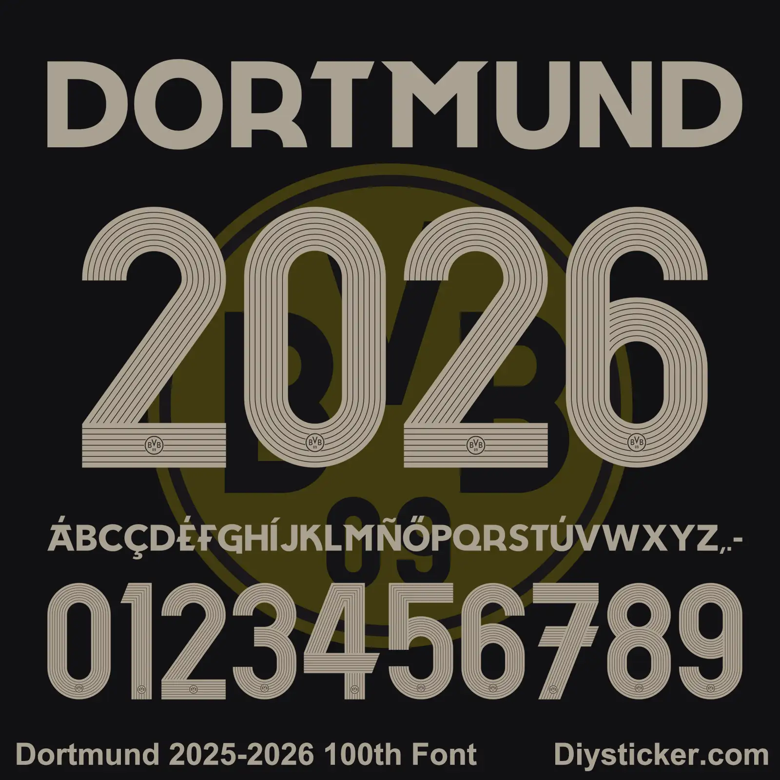 Borussia Dortmund 2025-2026 100th Font Download | BVB Jersey Vectors