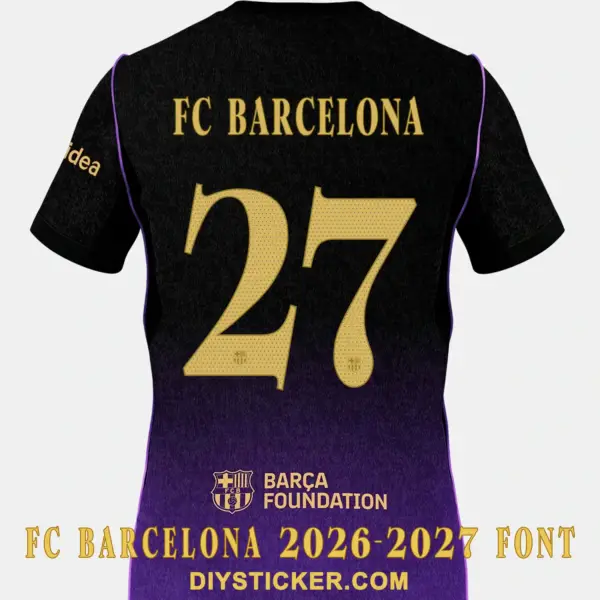 fc-barcelona-2026-2027-away-font-application-effect FC Barcelona 2026-2027 Away Kit Nameset Printing Guide