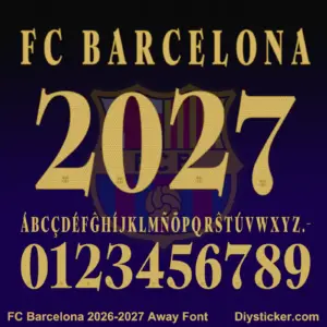FC Barcelona 2026-2027 Away Font Alphabet Letters and Numbers Vector Kit