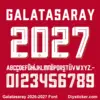 galatasaray-2026-2027-font-download Galatasaray 2026-2027 font TTF vector kit complete character sheet alphabet glyphs and white 3D block numbers zero to nine with gold shadow detail