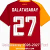 galatasaray-2026-2027-font-jersey-effect Galatasaray 2026-2027 font download on red split home jersey with white 3D number twenty seven layout