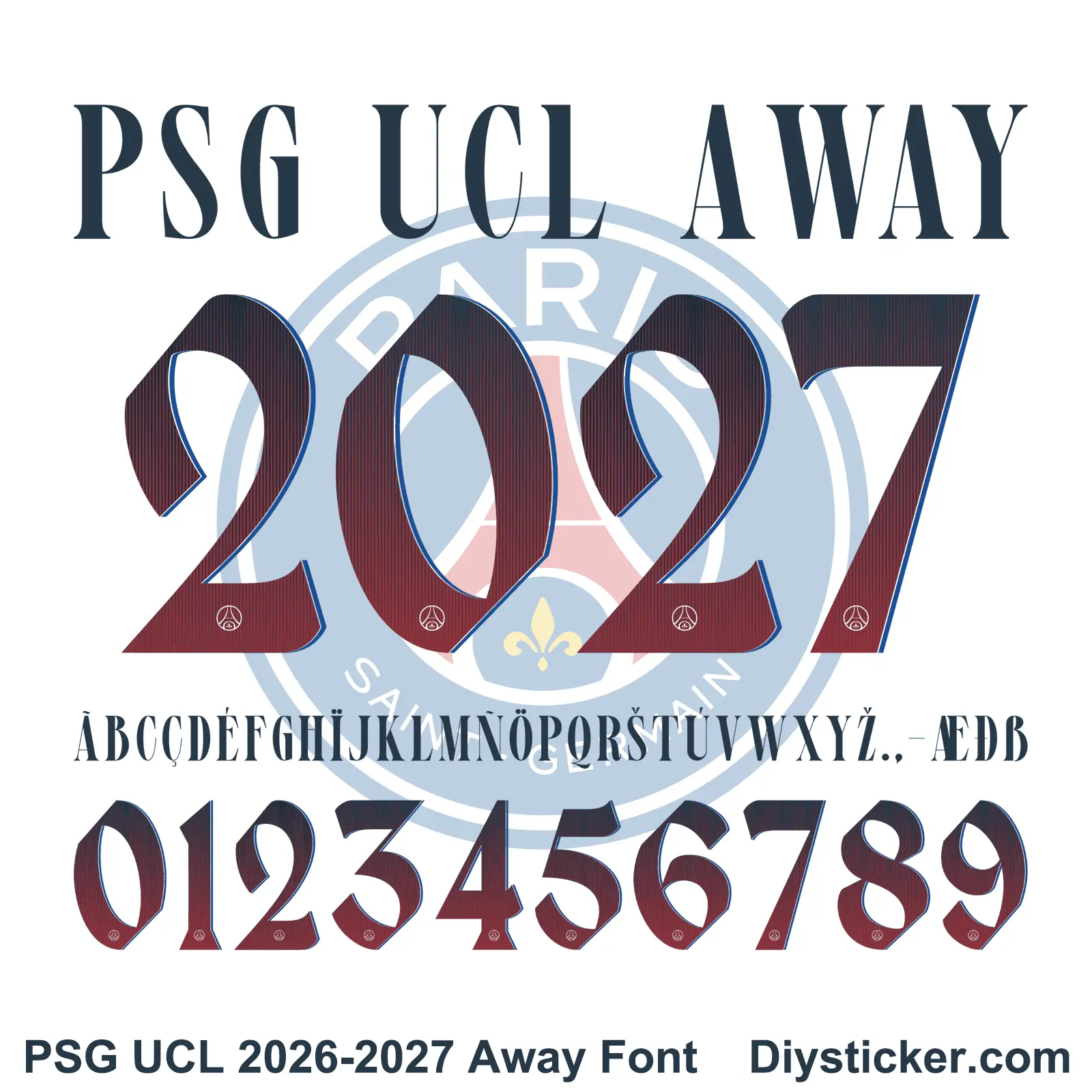 PSG 2026-2027 UCL Away Font Download | Paris Jersey Vector