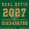 Real Betis Font 2026-2027 Alphabet Letters and Numbers Vector Kit