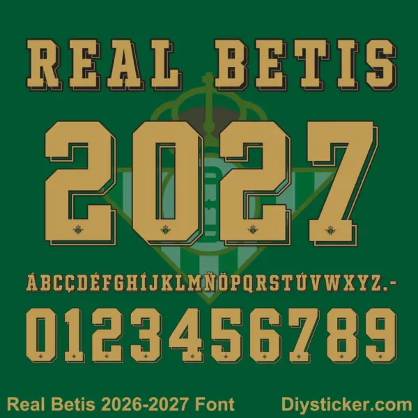 Real Betis Font 2026-2027 Alphabet Letters and Numbers Vector Kit