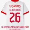sl-benfica-2026-2027-away-font-application-effect SL Benfica 2026-2027 away font download on white away jersey with red Gothic number twenty six layout