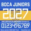 boca-juniors-2026-2027-font-downloads Complete white alphabet letter vectors and angular number character map sheet for Boca Juniors 2026-2027 font download