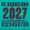 Complete navy alphabet vectors and red bordered halftone dot number character map sheet for FC Barcelona 2026-2027 third font