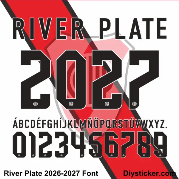 river-plate-20276-2027-font River Plate 2026-2027 Font Alphabet Letters and Numbers Vector Kit