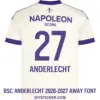 rsc-anderlecht-2026-2027-font-jersey-effect RSC Anderlecht 2026-2027 away font applied on cream jersey back showing purple text and number 27
