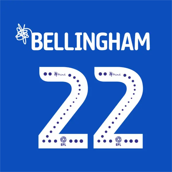 EFL 2019-2020 Bellingham 22 football jersey nameset sticker for DIY repair